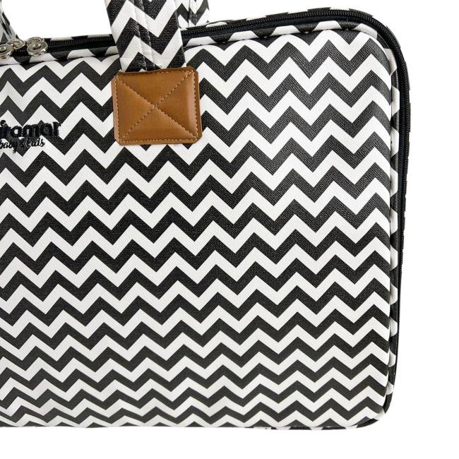 Mala Maternidade Vinil Chevron Preto