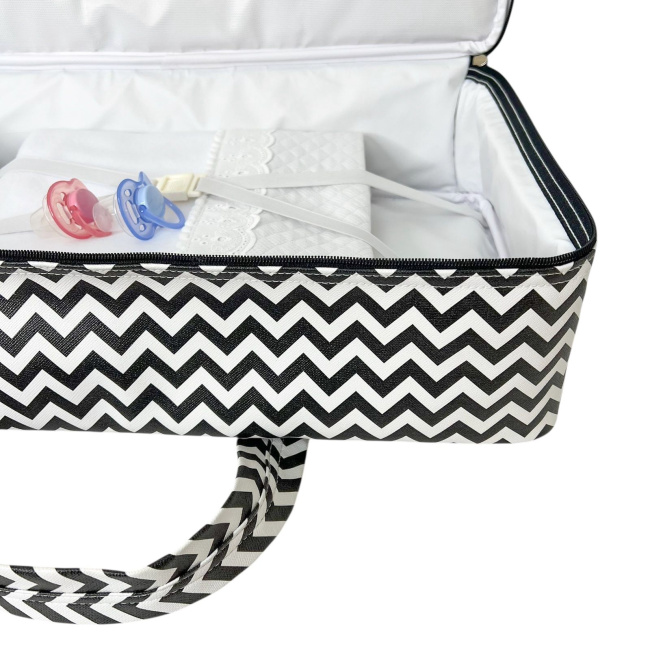 Mala Maternidade Vinil Chevron Preto