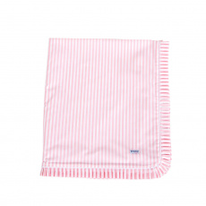 Manta para Bebê Babado com Cordão Listrado Rosa