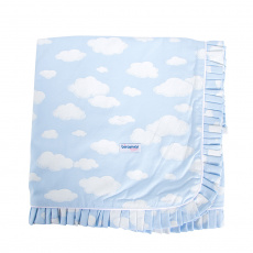 Manta para Bebê Babado com Cordão Nuvem Azul