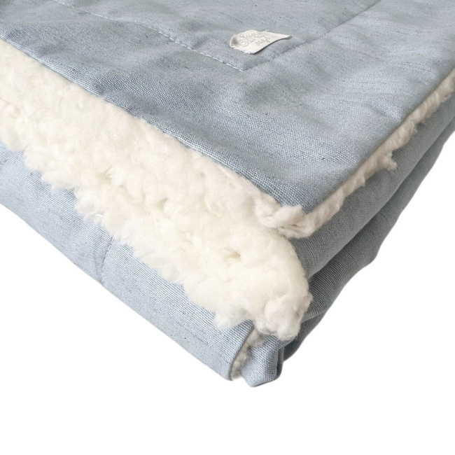 Manta para Bebê com Sherpa Linho Azul