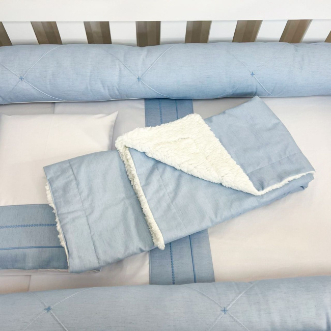 Manta para Bebê com Sherpa Linho Azul