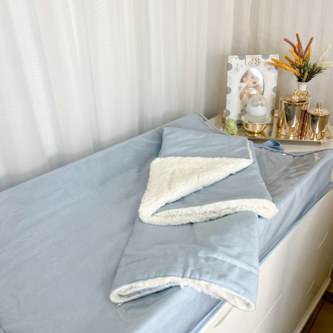 Manta para Bebê com Sherpa Linho Azul
