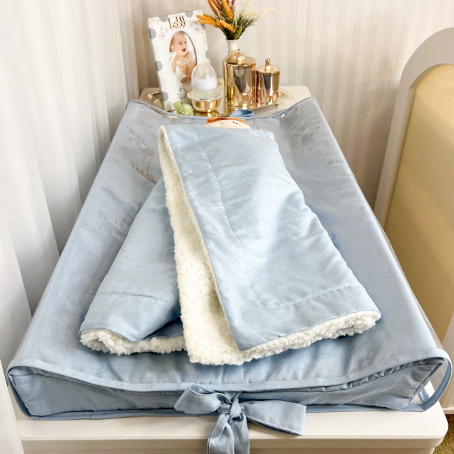 Manta para Bebê com Sherpa Linho Azul