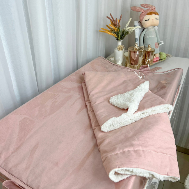 Manta para Bebê com Sherpa Linho Rosê