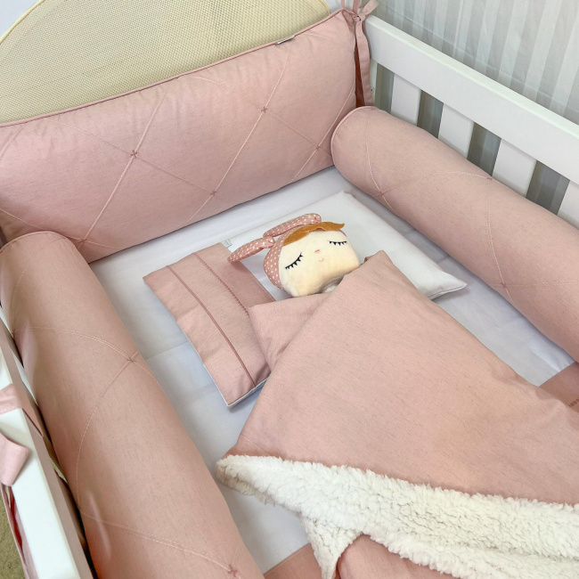 Manta para Bebê com Sherpa Linho Rosê