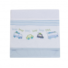 Manta para Bebê Malha Barrado Bordado Forro Tricoline Holiday Azul
