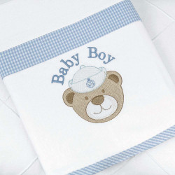 Manta para Bebê Malha Barrado Navy Azul