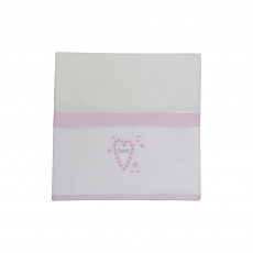 Manta para Bebê Percal Barrado Bordado e Renda com Forro Malha Love Flowers Creme/Rosa