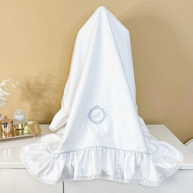 Manta para Bebê Personalizado Marseille Branco / Azul