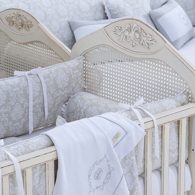 Manta para Bebê Piquê Damask Branco