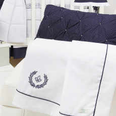 Manta para Bebê Piquê Fleur de Lis Marinho