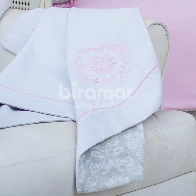 Manta para Bebê Piquê Venetia Cinza/Rosa