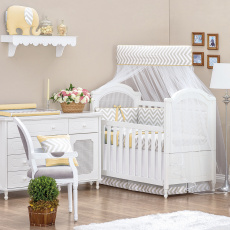 Mosquiteiro para Berço com Capa Viés Brooklyn Chevron Cinza/Amarelo