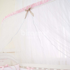 Mosquiteiro para Berço Varal Inteiro Babado Chegou uma Princesa Rosa