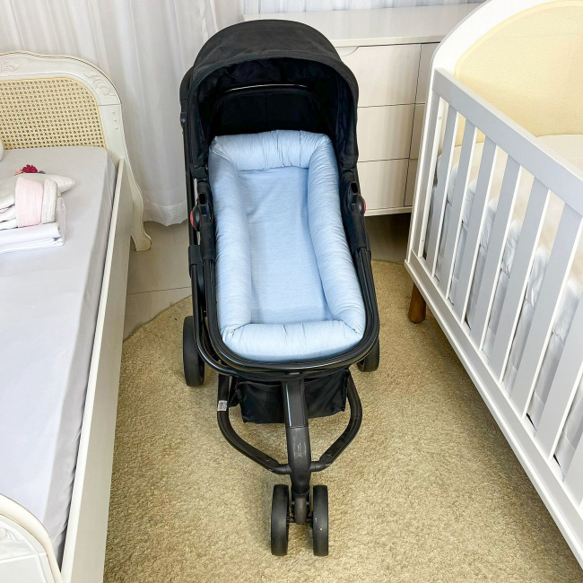 Ninho para Carrinho e Mini Berço Linho Azul