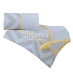 Paninho de Boca Cremer para Bebê 2 Peças com Porta Chupeta Chevron Amarelo