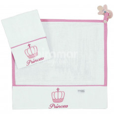 Paninho de Boca Cremer para Bebê 2 Peças com Porta Chupeta Princess Rosa