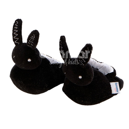 Pantufa para Bebê Plush Bordada Sweet Bunny Preto