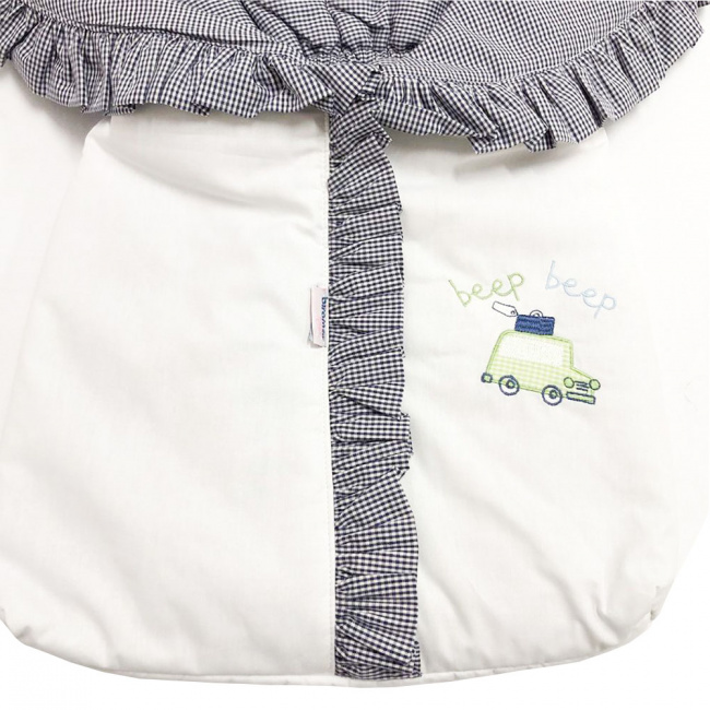 Porta Bebê Bordado Holiday Azul/Branco