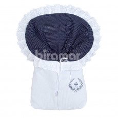 Porta Bebê Piquê Bordado Inglês Versailles Marinho