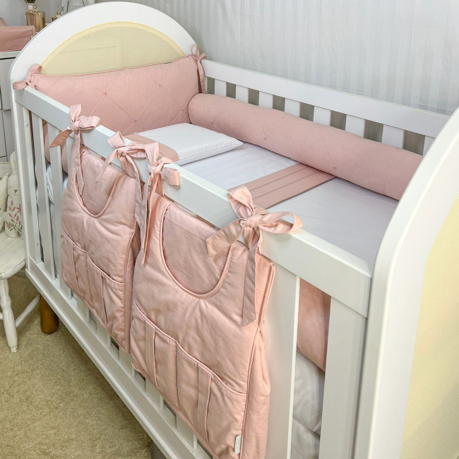 Porta Fraldas para Bebê 2 Peças Linho Rosê
