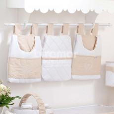 Porta Fraldas para Bebê 3 Peças Bordado Inglês Versailles Bege