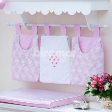 Porta Fraldas para Bebê 3 Peças Bordado Renda Le Jardin Rosa - Promocional