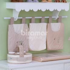 Porta Fraldas para Bebê 3 Peças Bordado Safari Bege