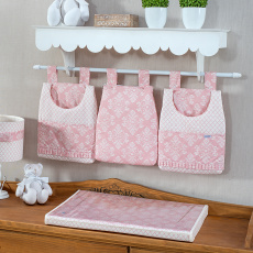 Porta Fraldas para Bebê 3 Peças Jardim Secreto Arabesco Rosa
