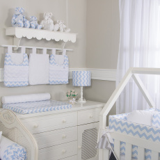 Porta Fraldas para Bebê 3 Peças Soho Chevron Azul