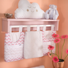 Porta Fraldas para Bebê 3 Peças Soho Chevron Rosa