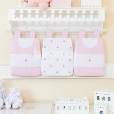 Porta Fraldas para Bebê 3 Peças Theodore Rosa
