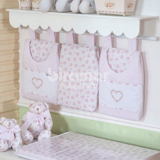 Porta Fraldas para Bebê 3 Peças Tiffany Floral  Rosa