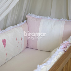Protetor de Berço 3 peças Love Flowers Creme/Rosa