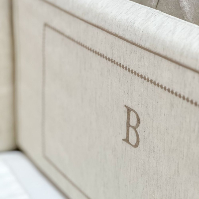 Protetor de Berço Antissufocante 4 Peças Benício Personalizado Linho Bege