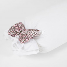 Rolinho Avulso para Bebê Branco / Laço Oncinha Rosa