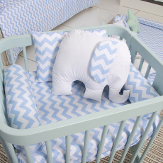 Rolinho Avulso para Mini Berço e Berço Soho Chevron Azul (46cm x 12cm)