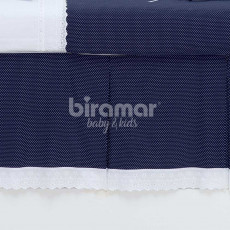 Saia para Berço Estampa Barrado Bordado Inglês Versailles Marinho