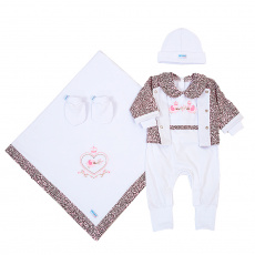 Saída Maternidade 5 Peças Baby Oncinha Rosa - Tamanho Único