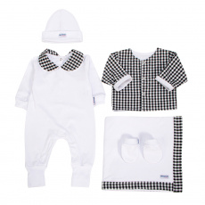 Saída Maternidade 5 Peças Xadrez Preto - Tamanho Único