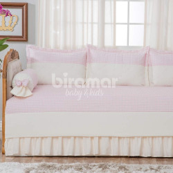 Sofá Cama 7 peças com Saia Lollipop II Classic Pérola Rosa