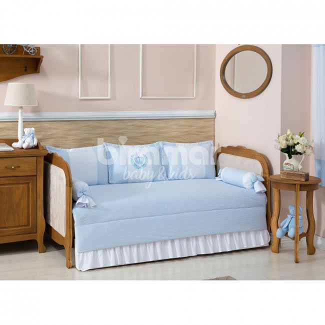 Kit Cama Babá 7 peças com Saia Lollipop II Coroinha Azul