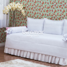 Sofá Cama 7 peças com Saia Lollipop II Mousse Branco
