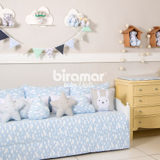 Sofá Cama 7 peças com Saia Lollipop II Nuvem Azul