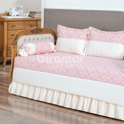 Sofá Cama 7 peças com Saia Lollipop II Olivia Rosa
