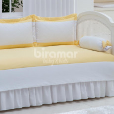 Sofá Cama 7 peças com Saia Lollipop Milk Xadrez Amarelo
