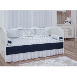 Kit Cama Babá 7 peças com Saia Lollipop Percal Chevron Marinho