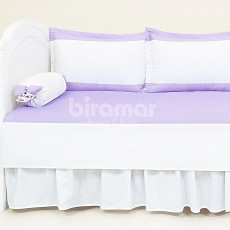 Sofá Cama 7 Peças Lollipop com Saia Milk Poá Lilás