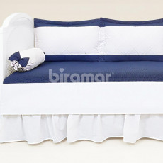 Sofá Cama 7 Peças Lollipop com Saia Milk Poá Marinho